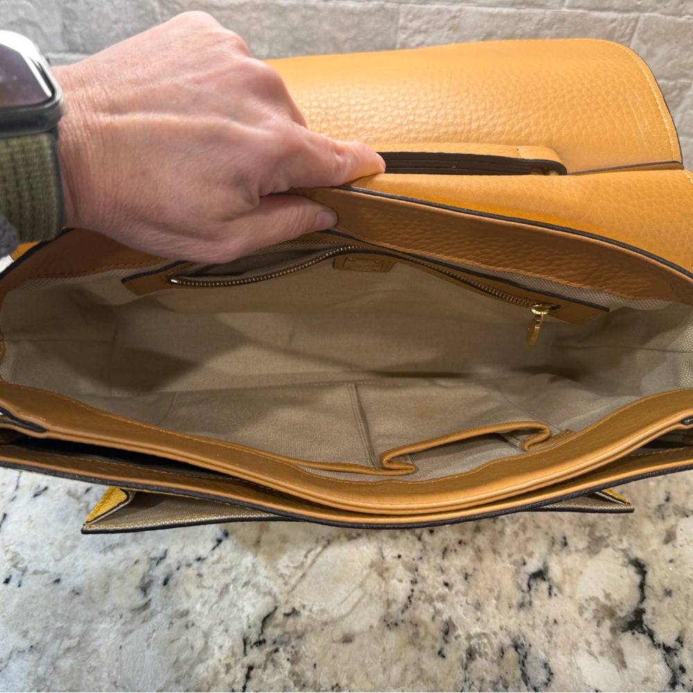 MCM EUC Yellow Python & Tan Leather Satchel - image 6